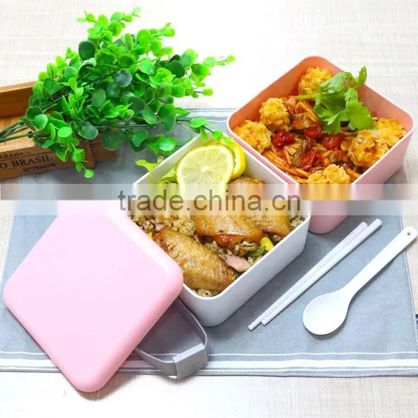 Food Grade BPA Free Plastic Two Layers Lunchbox , Reusable Take Away Lunch Box Food Containers photo-3