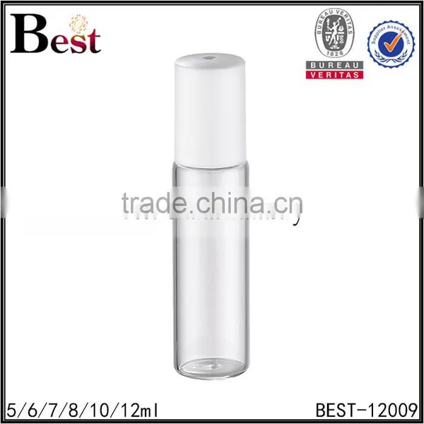 Cosmetic Fragrance Perfume Bottle Roll on 5ml 10ml 12ml Clear Stainless Steel Roller White Plastic pp Cover Bottle Perfume photo-3