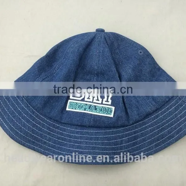 Customize New Design Denim 6 Panel Bucket Hat With 3D Embroidery photo-5