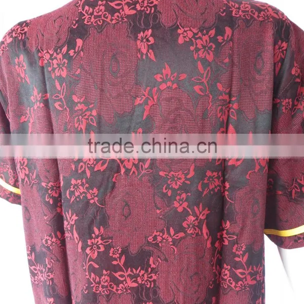 Wine Red Floral Jacquard Pyjamas V-Neck Pyjamas For Sauna Steam Clothes Set Women photo-4