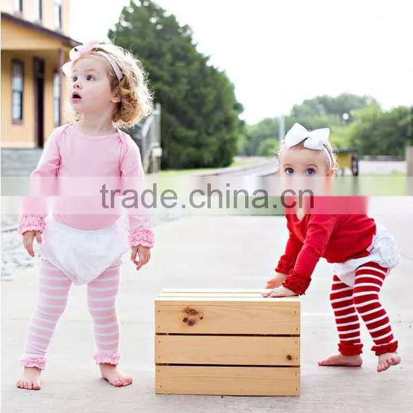 High Quality Kids Children Clothes Custom Baby Clothing Boutique Stripe Wholesale Pink Baby Leggings Pants photo-2