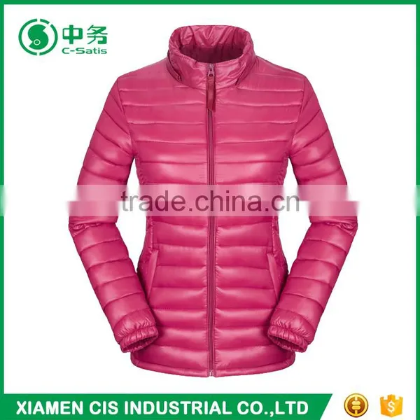 Morden Style Pink Women Ultra Light Down Jacket With Detachable Hood photo-2