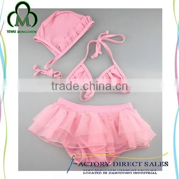 Beach Wear Cover up for Baby Girls 3 Piece Swimsuit Sheer Swimwear Hot Sale photo-2