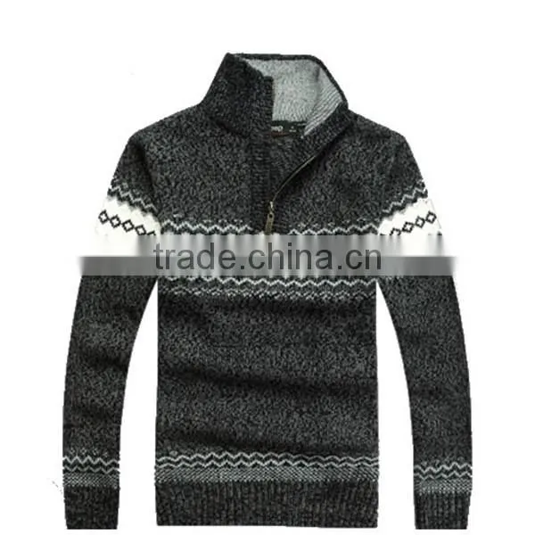 Autumn and Winter Wool Knitting Pattern 1/4 Zipper Fashion Men Pullover photo-2