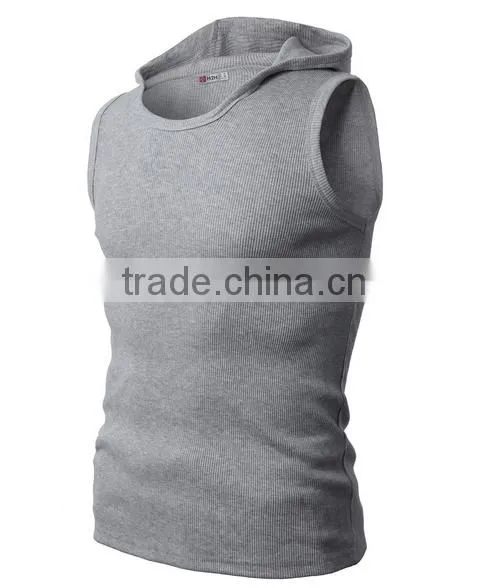 OEM New Design Cotton Plain Mens Gilet With Hood photo-5
