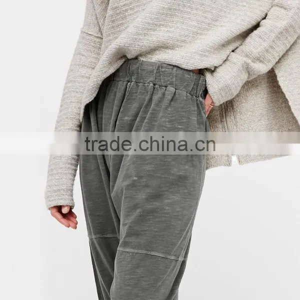 Comfy All Cotton Drop Crotch Fit Easy Drawstring Waist Womens Harem Pants photo-6