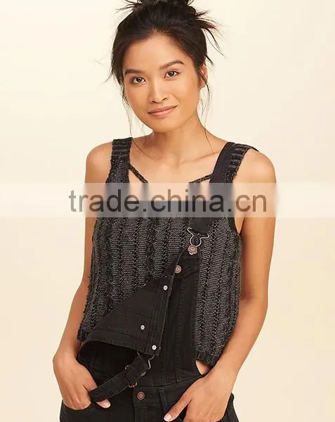 2018 New Fashion Womens Knitted Sleeveless Crochet Top With Wholesale Price photo-4