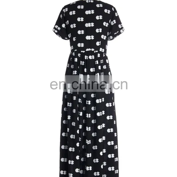 CHEFON Custom Print Long Black Maxi Dress photo-3