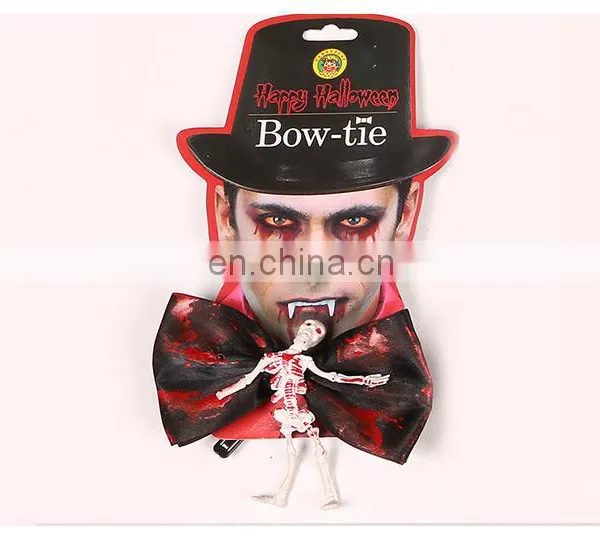 Halloween Vampire Costume Silk Bow Tie With Skeleton photo-2