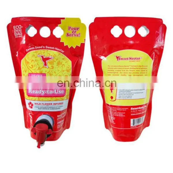 Factory Price Food Grade Spout Pouch /Reusable Stand Up Aluminium Foil Wine Bag With Spout Tap photo-4