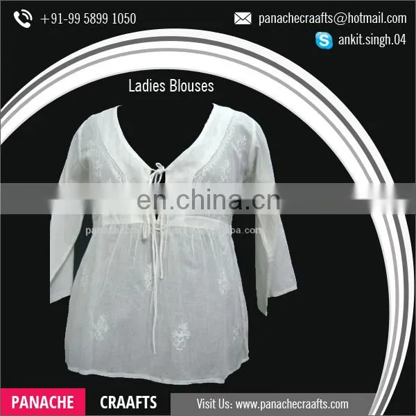 Latest Trendy Promotional 100% Cotton Designer Woman Blouse photo-3