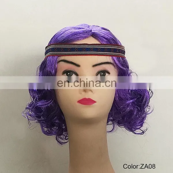 Synthetic Purple Short Wigs With Headband P-W235 photo-4
