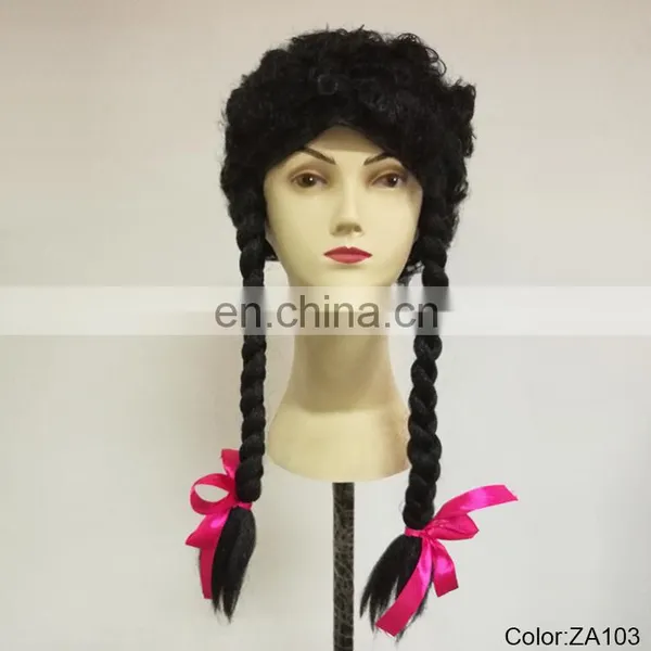 Cute Wigs Black Curly Braids Wigs for Party P-W205