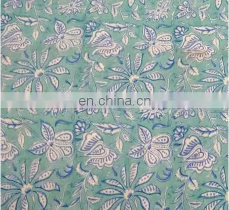Indian Block Printed Cotton Fabric Handmade Floral Print Sanganeri Fabric / Fabric / 100% Cotton Fabric
