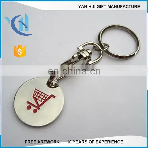 Iron Stamped Trolley Coin Keychain, Keyring Supplier