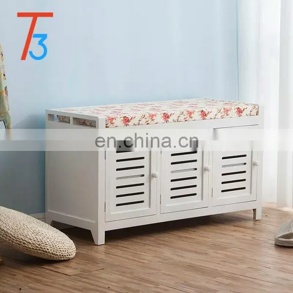 Wooden Storage Unit Bench Wicker Rattan Drawers Baskets Cushion Seat photo-4