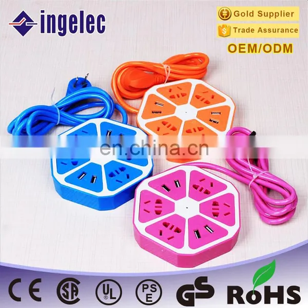 New Arrival Electrical Multi Plug Extension Socket Hexagon Shape USB Power Extension Board photo-3