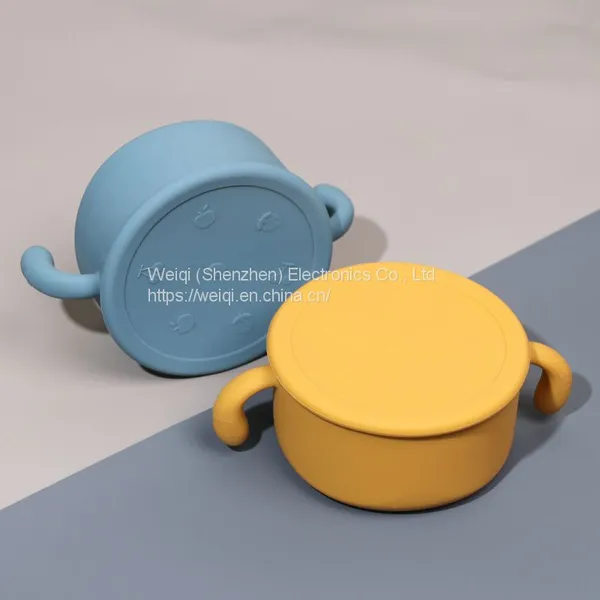 Weiqi Factory Silicone Snack Bowl With Lid Kids Training Snack Bowl photo-3