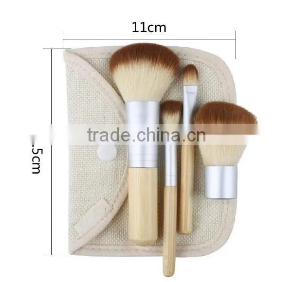 Face Use Beauty Brush Kit 4pcs With Bamboo Handle for Traveling photo-4