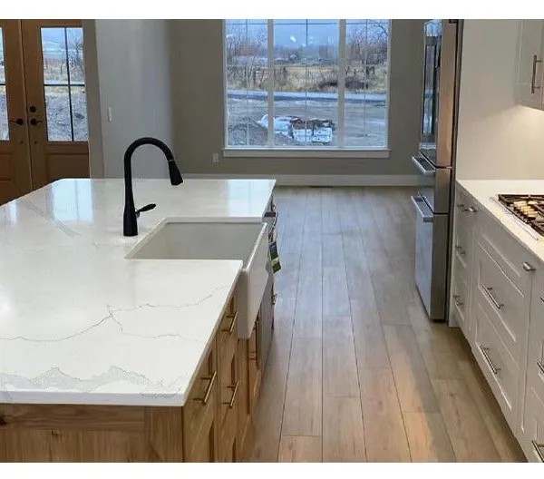 Code：1138，Calacatta Artificial Stone Quartz Slab Kitchen Countertops photo-3