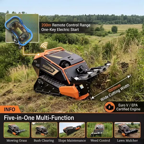 MTSK1000 RC Flail Mower Brush Cutter Self-charging Dynamo Forest Mulcher for Forest Land Brush and Thick Grass