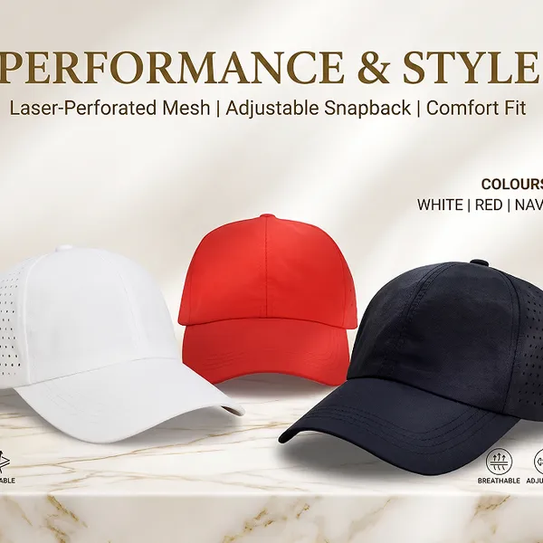 Custom Made Hat OEM Service Laser Perforated Breathable Blank Running Curved Visor Cap