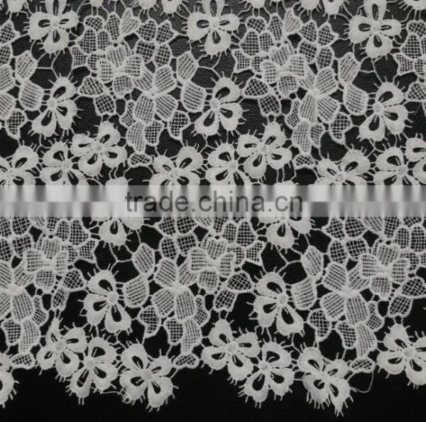 2016 New Design Milk Silk 100% Polyester Chemical Lace Water Soluble Embroidery Lace Textile for Dress photo-4
