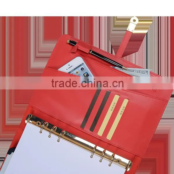 2016 Hot Sell Leather 6 Ring Binder Notebook With Power Bank & Usb Disk Quality Choice photo-5