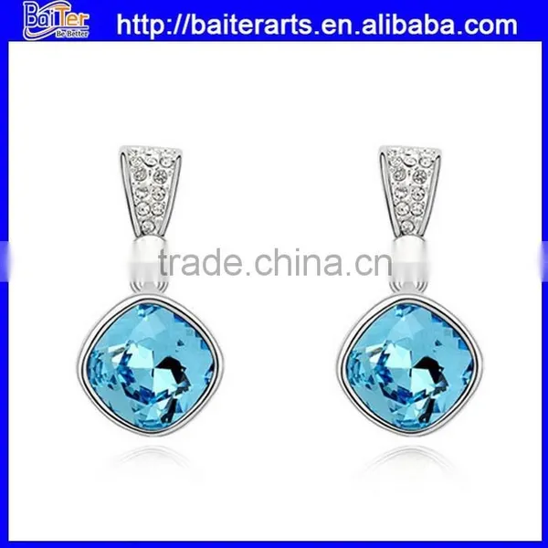 Fashion Women's Blue Stone Hook Crystal Earring Light Blue Crystal Earrings photo-6