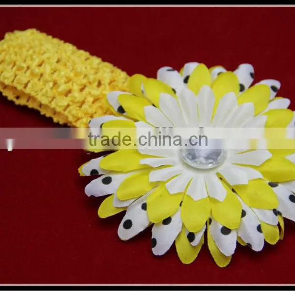 Baby Fashion Crochet Headband With Fabric Flower