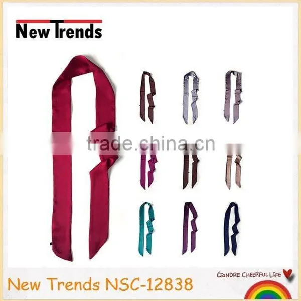 2016 Fashion Long Narrow Solid Colors Chiffon Scarf