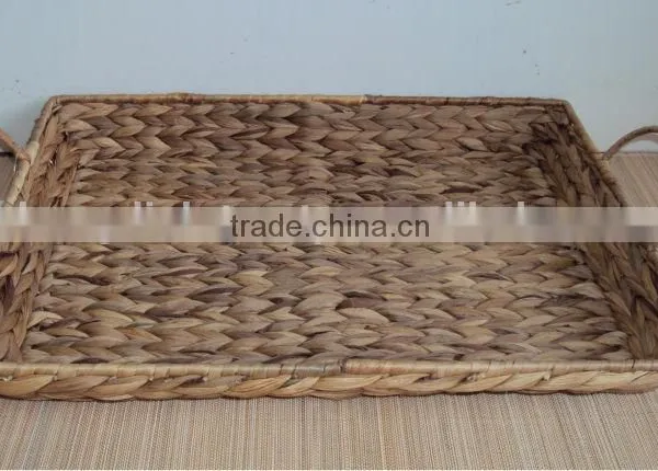 Rectangular Water Hyacinth Tray With Handles.