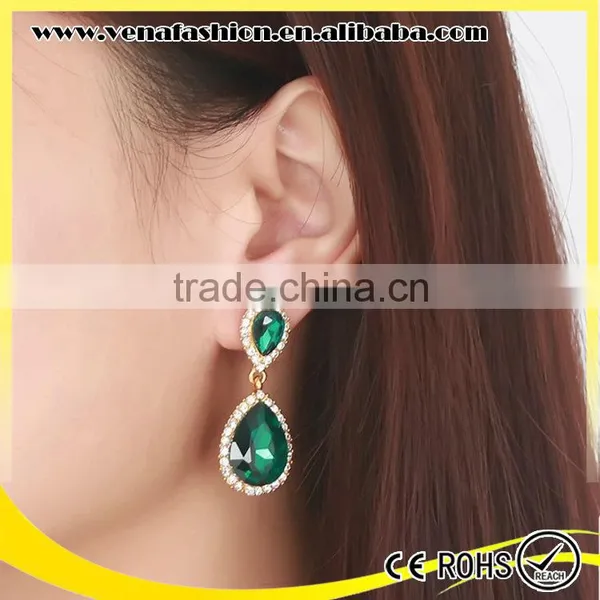 Peacock Color Good Quality Colorful Artificial Crystal Women Earrings photo-2