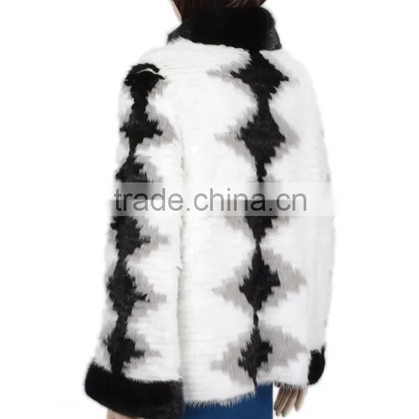 High Quality Fashion Mink Fur Coats Striped Mink Fur Coat KZ150099 photo-2