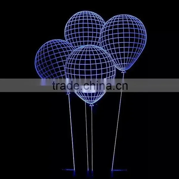 3D Optical Illusion Ballon Night Lamp Night Light 10 Colorful LEDs Ultra-thin Acrylic Light Panel AA Battery or DC 5V photo-4