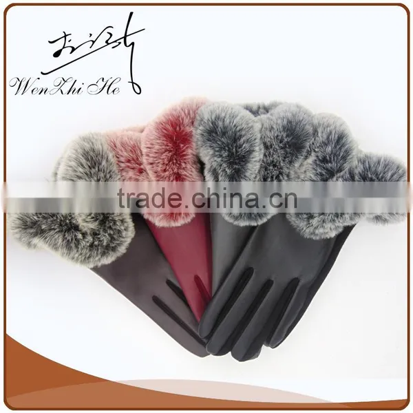 Discount Ladies Ostrich Skin Cashmere Lined Leather Gloves photo-6