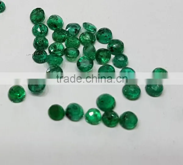 Round Emeralds Natural Gemstone 2.8-3.1mm Dark Green Brazil Origin Transparent photo-2