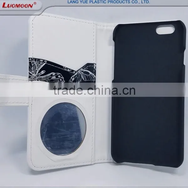 Flower PU Leather Mirror Slider + Universal PC Cover Wallet Phone Case for 4.7inch IPhone 6 6s 7 photo-3