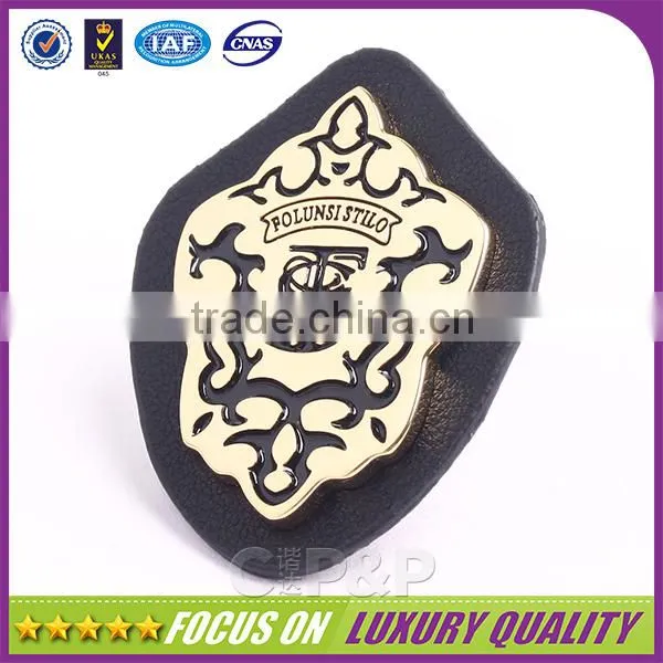 Guangzhou Black Leather Covered Garment Label photo-2