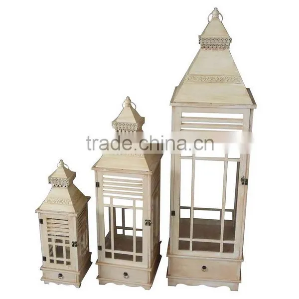 Garden Wood Candle Lantern Antique Finish photo-6