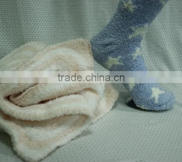 Lovely White Star Blue Fluffy Socks photo-3