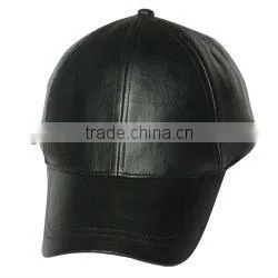 6 panel Leather baseball cap