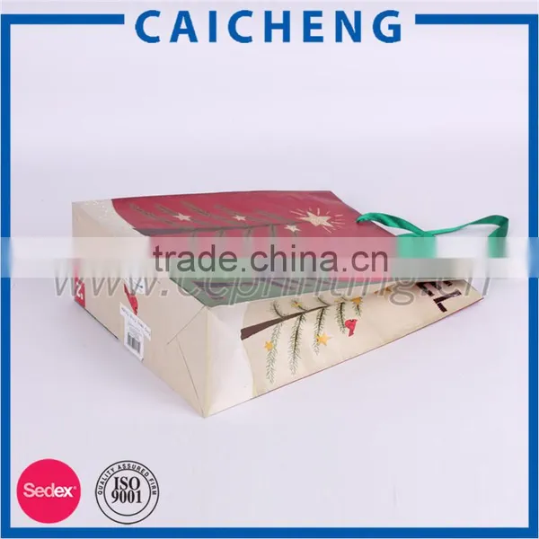 Promotional Christmas Gift Paper Bag With Ribbon Handle photo-2