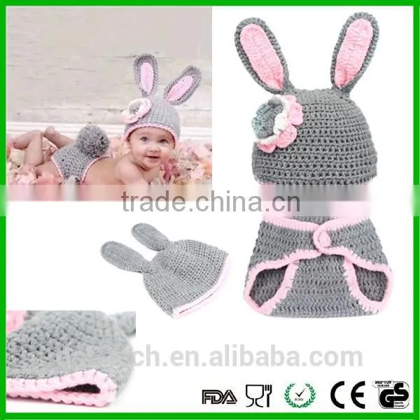 Rabbit Shape Baby Photography Props Cotton Yarn Baby Costume photo-2