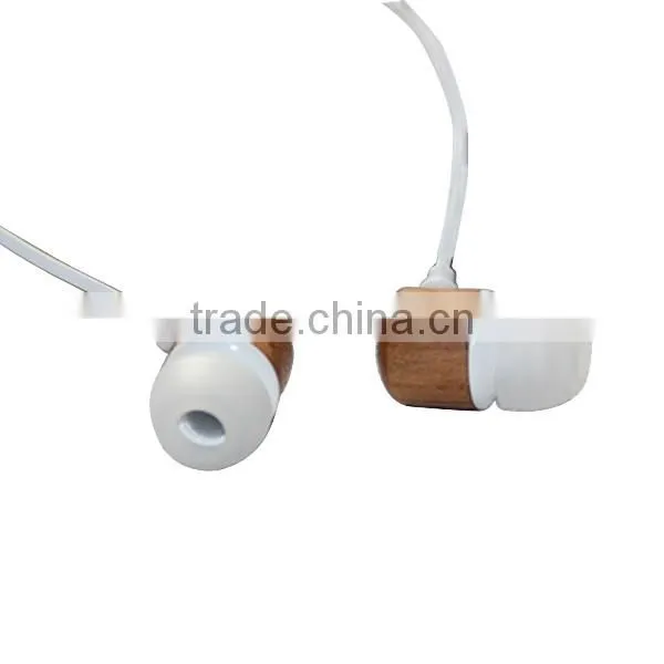 Cherry Wood-ear Remote Control Headphones Wire (white),Cherry Wood Earphone photo-2