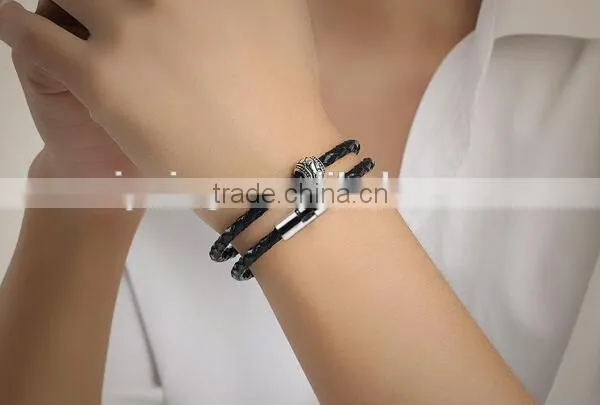 New Arrival Real Leather 2016 Fashion Charm Mens Braided Bracelet / Woman Leather Bracelet photo-3