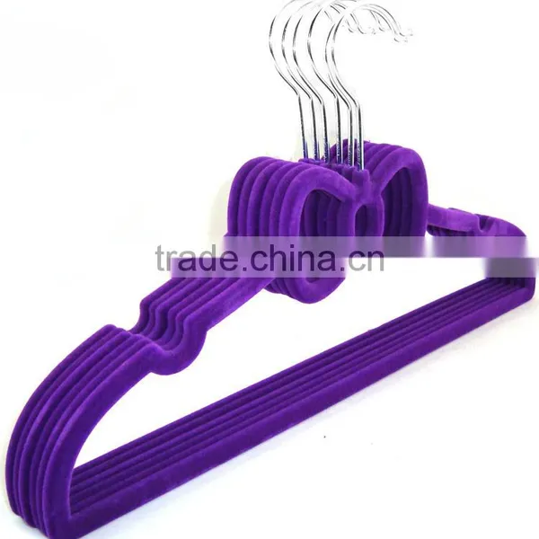Kids ABS Plastic Velvet Antiskid Hangers Flocking Clothes Hangers With Pulley,ABS,Nylon Villi,Chrome Plated Hook photo-5