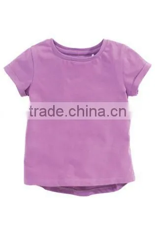 2017 Hot Sales Children Girls O-neck Short Sleeve T-shirt Pure Color photo-5