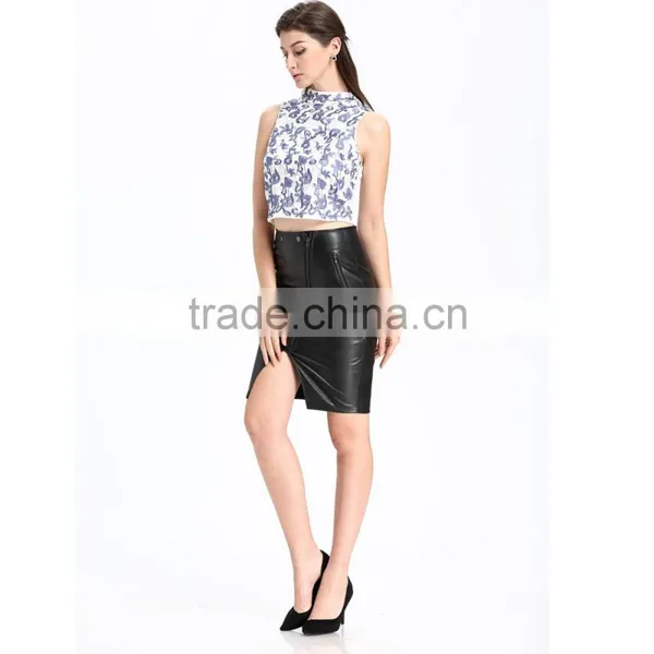 Domin Factory Ladies Fashion Sleeveless Embroider Crop Top photo-4