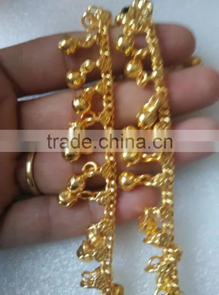Gold TONE BELLS Payal ANKLETS Feet Bracelet PAIR photo-3